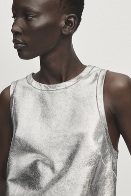 Reversible Metallic Leather Top from Massimo Dutti