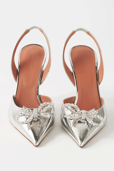 Rosie 95 Mirrored-Leather Slingback Pumps from Amina Muaddi