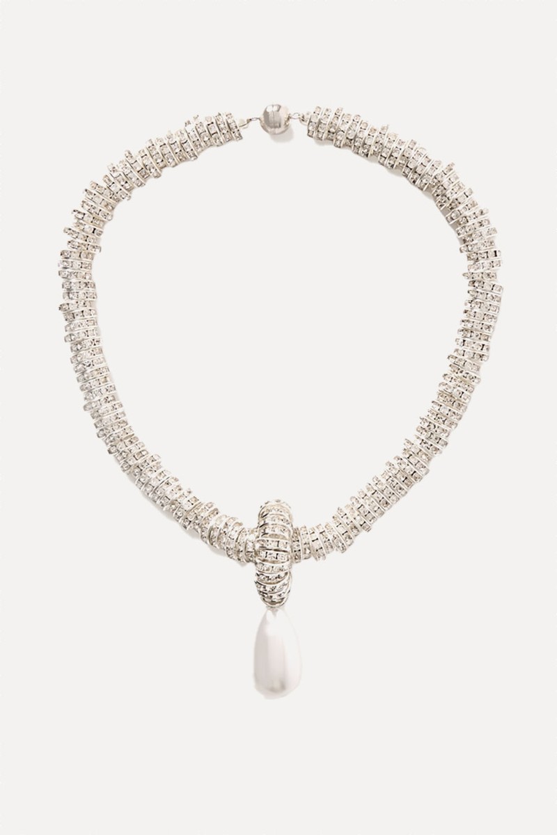 Silver-Tone Faux Pearl And Swarovski Crystal Necklace from Julietta