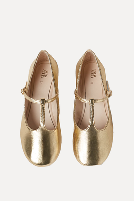 Golden Ballet Flats from Zara 
