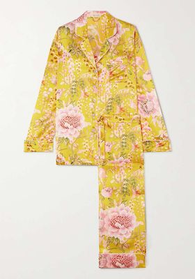 Lila Floral-Print Silk Satin Pajama Set from Olivia von Halle