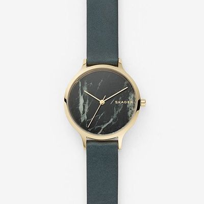 Anita Green Leather Stone Watch