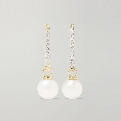 14-Karat Gold, Pearl & Diamond Earrings from Mateo