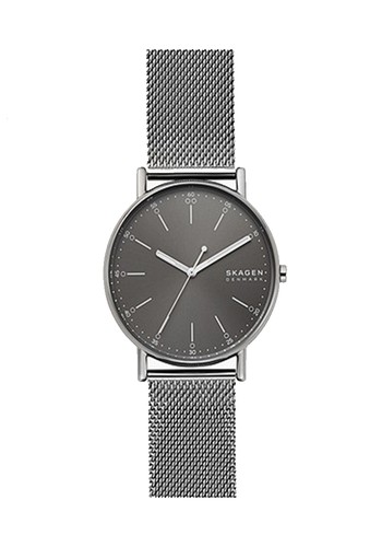 Signatur Three-Hand Grey Steel Mesh Watch from Skagen