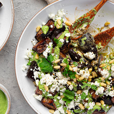 Aubergine & Green Tahini Salad