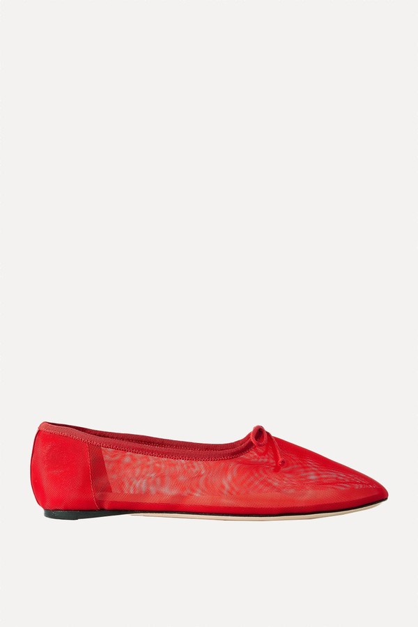 Landon Soft Bow-Detailed Mesh Ballet Flats from LOEFFLER RANDALL