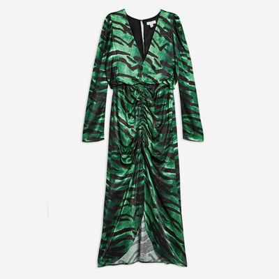 Green Zebra Ruched Dress from Topshop