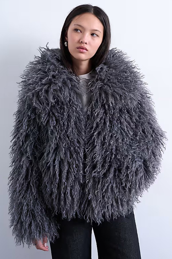 Faux Mongolian Fur Bomber Coat from Topshop