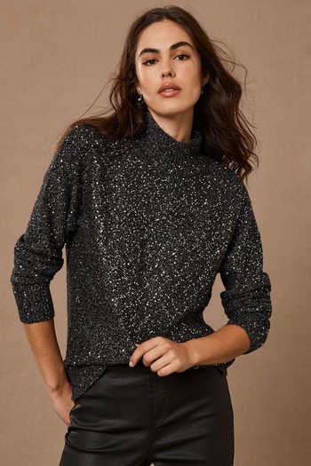 Black Sequin Jumper from Mint Velvet