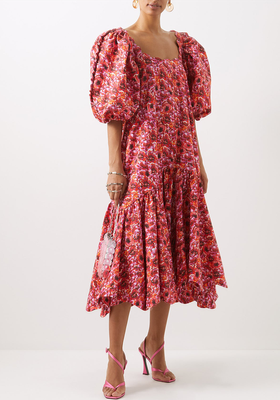 Maya Puff-Sleeve Floral-Print Cotton-Blend Dress from Kika Vargas