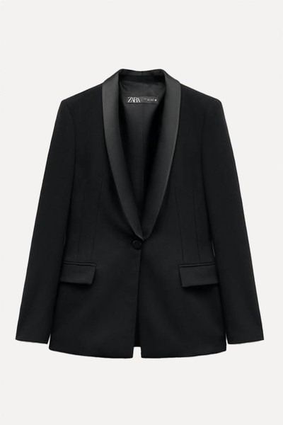 Satin Lapel Collar Tuxedo Blazer from Zara