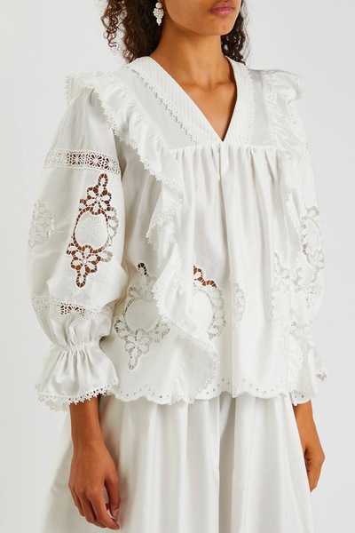 Carla Ruffled Cotton Blouse, £485 | Lug Von Siga