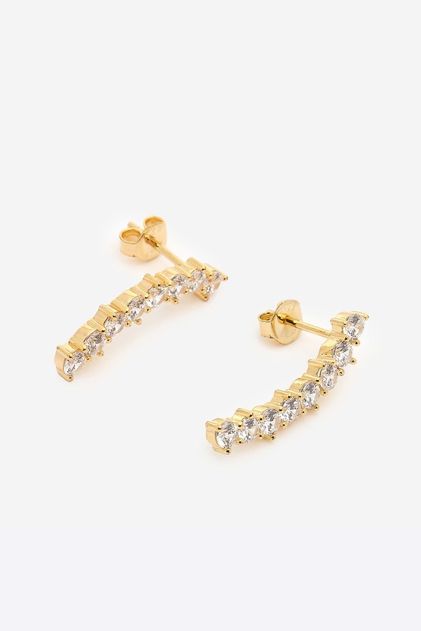 Gold Tone Sterling Silver Curved Earrings