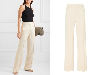 Satin-Trimmed Crepe De Chine Straight-Leg Pants from Joseph