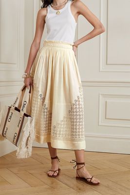 Cadena Crochet, Silk-Satin & Cotton-Voile Midi Skirt from Ulla Johnson