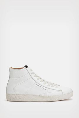 Tundy Logo Leather High Top Trainers from AllSaints
