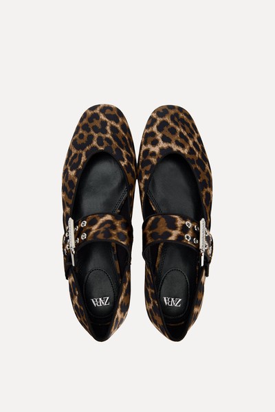 Ballet Flats With Animal Print from Zara