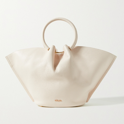 Valeska Gathered Textured-Leather Tote