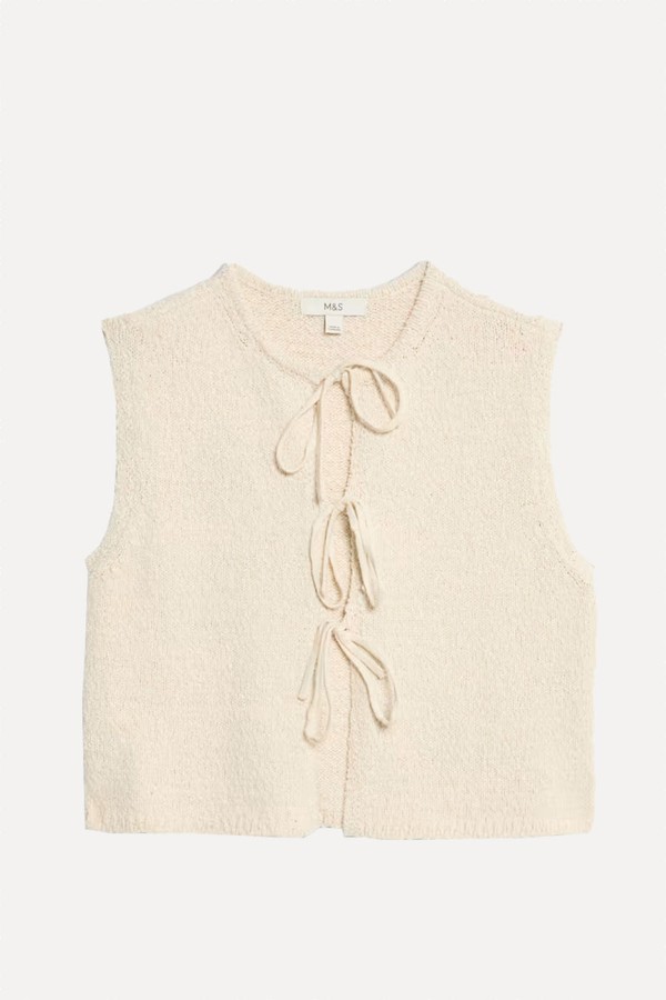 Cotton Rich Textured Cropped Waistcoat from Marks & Spencer