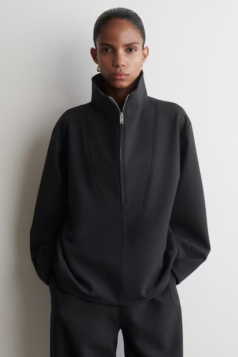 Funnel-Neck Zip-Up Top