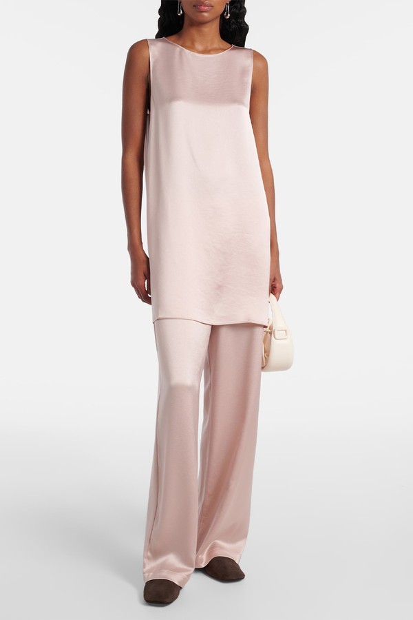 Barb Mid-Rise Satin Wide-Leg Pants from Leset