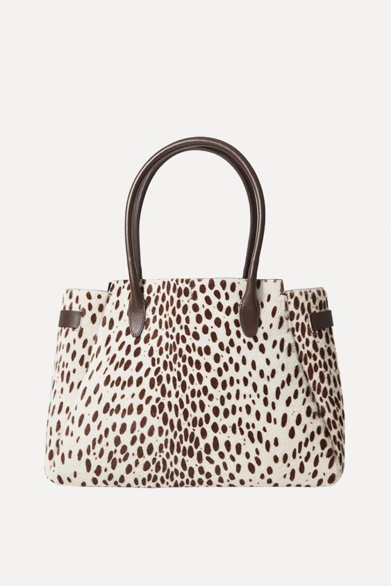 Animal-Print Leather Tote Bag 