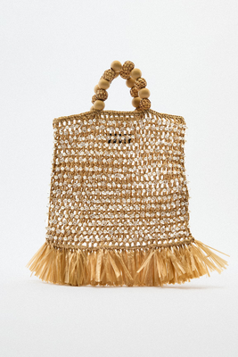 Braided Bucket Bag With Rhinestones from Zara