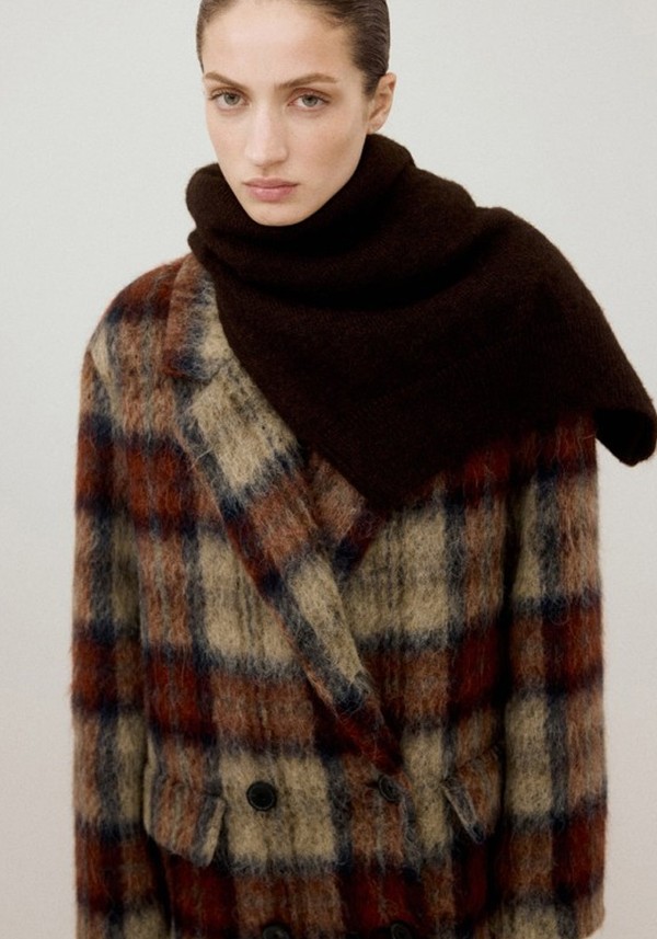 Wool Blend Check Coat* 