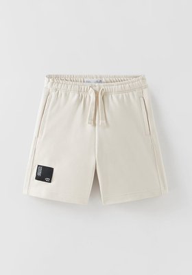 Plush Bermuda Shorts With Label  Detail from Zara