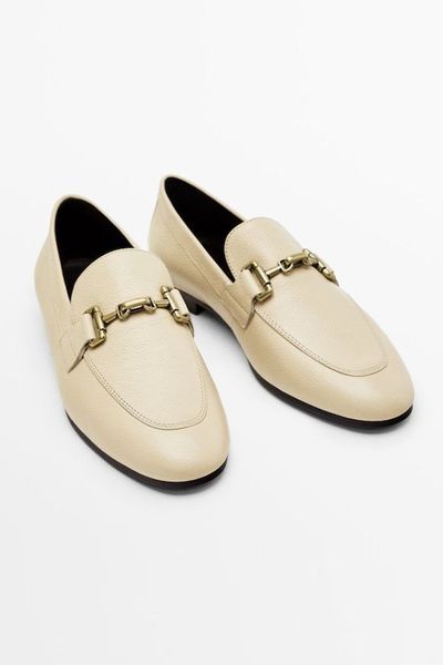 Leather Loafers With Metal Buckle from Massimo Dutti