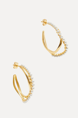 Feminine Waves Gold-Plated Hoop Earrings