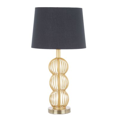 Gold Tone Spherical Caged Ball Table Lamp