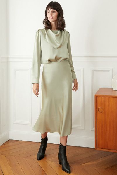 Pistachio Green Satin Skirt