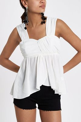 White Pleated Cami Top