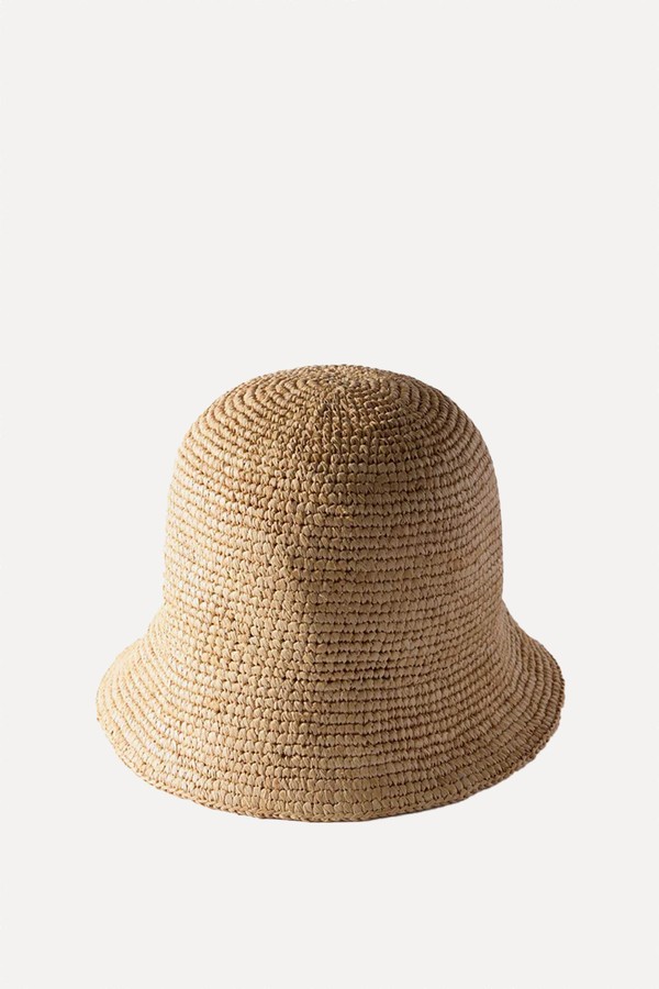 Neutral Raffia Bucket Hat from Mint Velvet