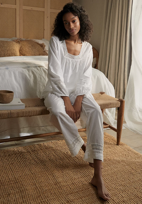 Cotton Square-Neck Crop Dobby Pyjama Set from The White Company