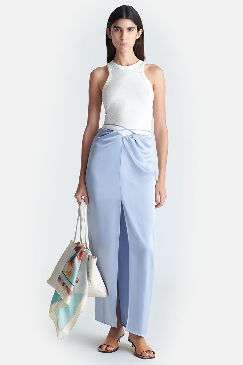 Lianne Regular Draped Slip Satin Midi Skirt