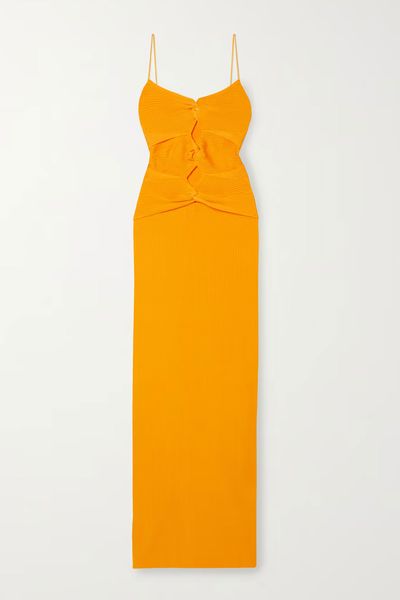 Honey Twist-Front Cutout Ribbed-Knit Dress from Cult Gaia