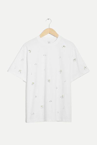 Floral-Appliqué T-Shirt  from & Other Stories