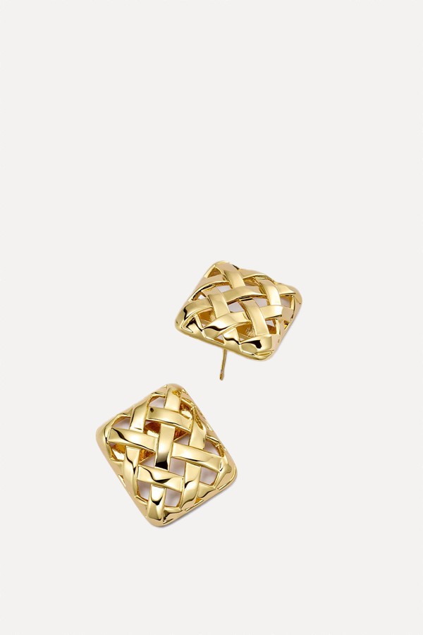 Woven Square Stud Earrings from Daisy London X Polly Sayer