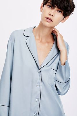 Blue Long Sleeve Shirt With Piping from Oysho