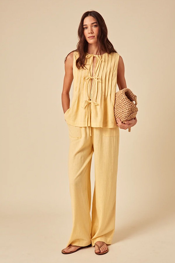 Linen-Blend Tie Front Top from Nobody’s Child