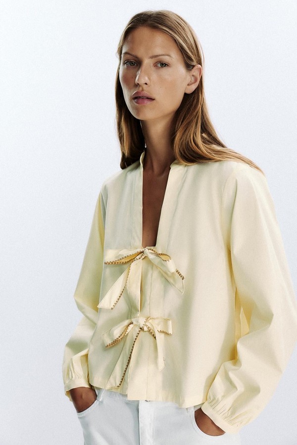 Striped Poplin Shirt With Ties