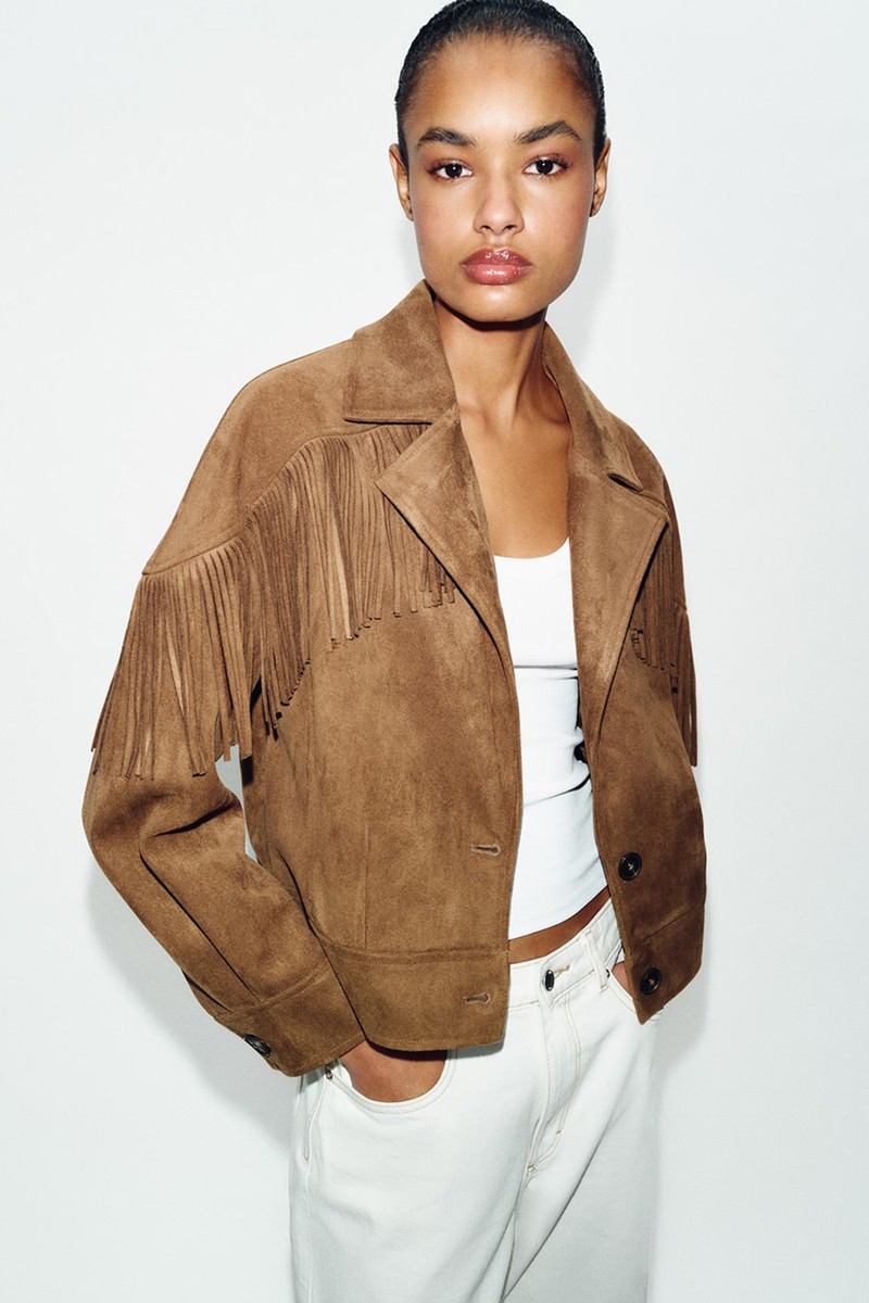 Faux Suede Fringed Jacket