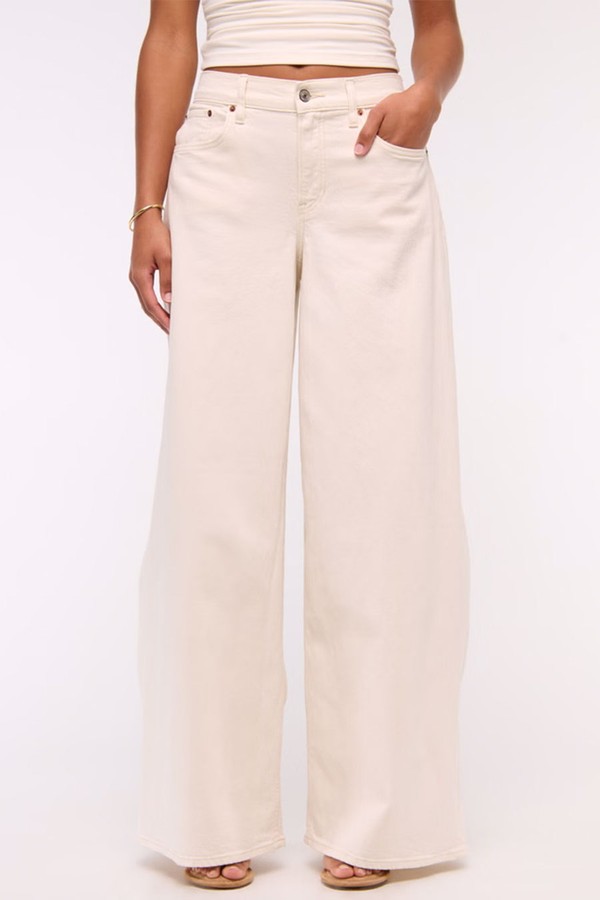 Curve Love Linen-Blend Ultra Wide Leg Jeans