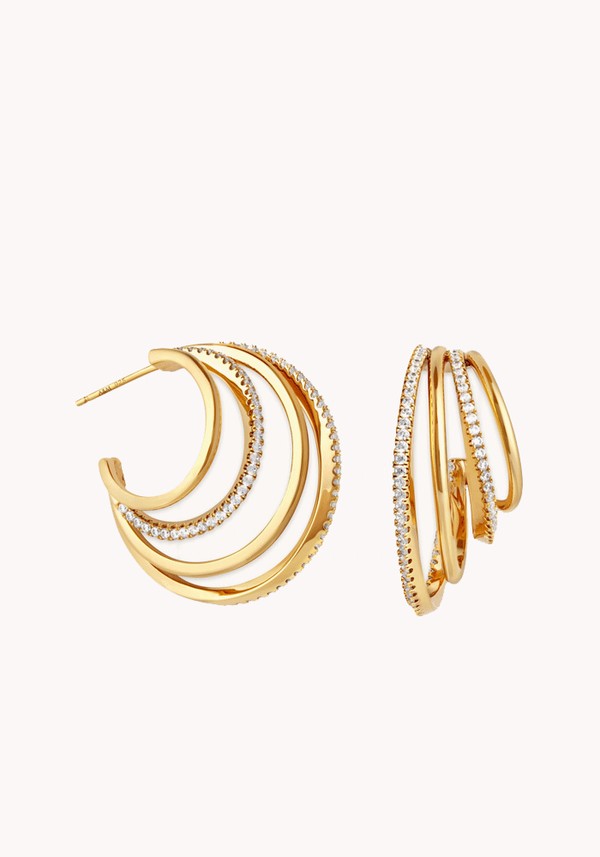 Orbit Crystal Hoops In Gold