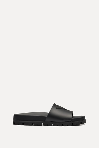 Black Rubber Slides  from Prada