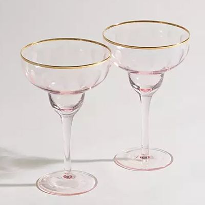 Mila Pink Margarita Glass Set of Two