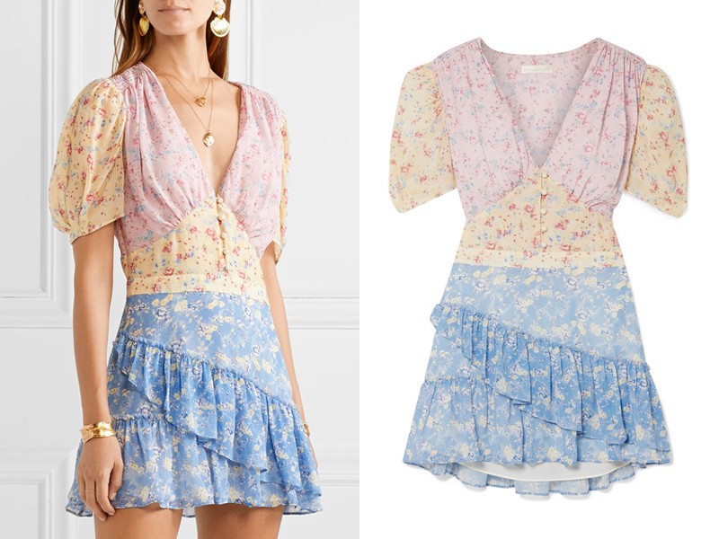 Bea Ruffled Floral-Print Silk-Georgette Mini Dress from LoveShackFancy