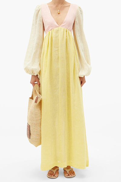 Carolyn Empire-Waist Linen Maxi Dress from Lisa Marie Fernandez